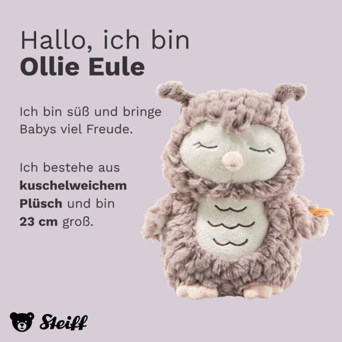 Steiff Kuscheltier Ollie Eule, Süßes Stofftier, Jungen, Mädchen & Babys ab 0 Monaten, Friends, Plüschtier eige – Bild 6